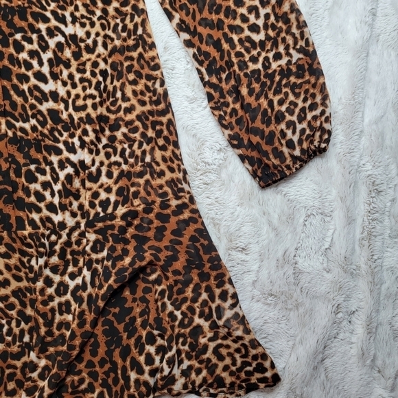 ✨️CL Just Fab Drop Waist Chiffon Dress In Leopard Size L - Picture 8 of 15